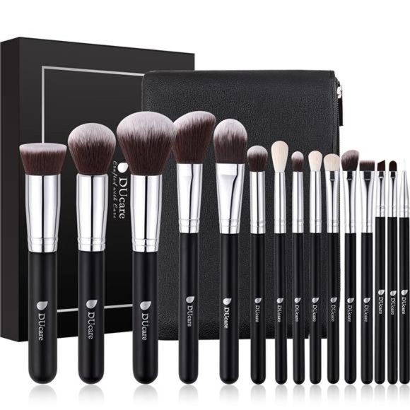 Makeup Brushes 15Pcs Makeup Brush Set with Bag Kabuki Foundation Blending Blush - Picture 1 of 7